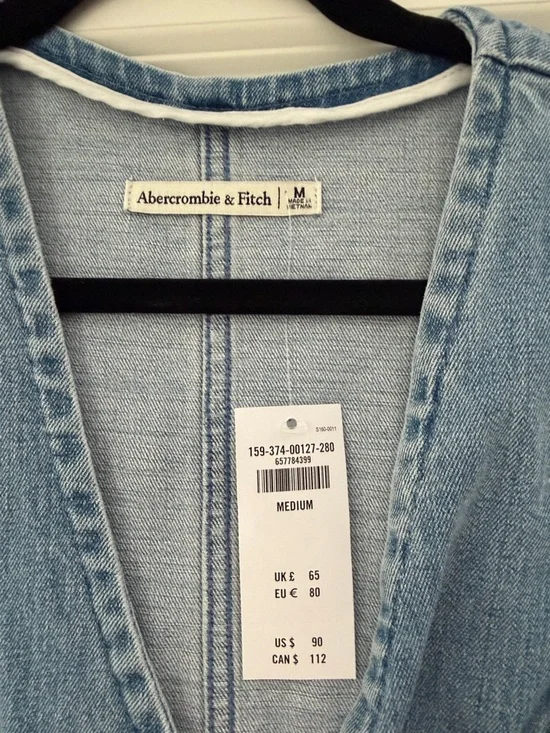 Abercrombie & Fitch Light Wash Denim Button-Front Mini Dress - Picture 2 of 4